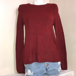 Old Navy Maroon Cable Knit Fuzzy Crewneck Sweater